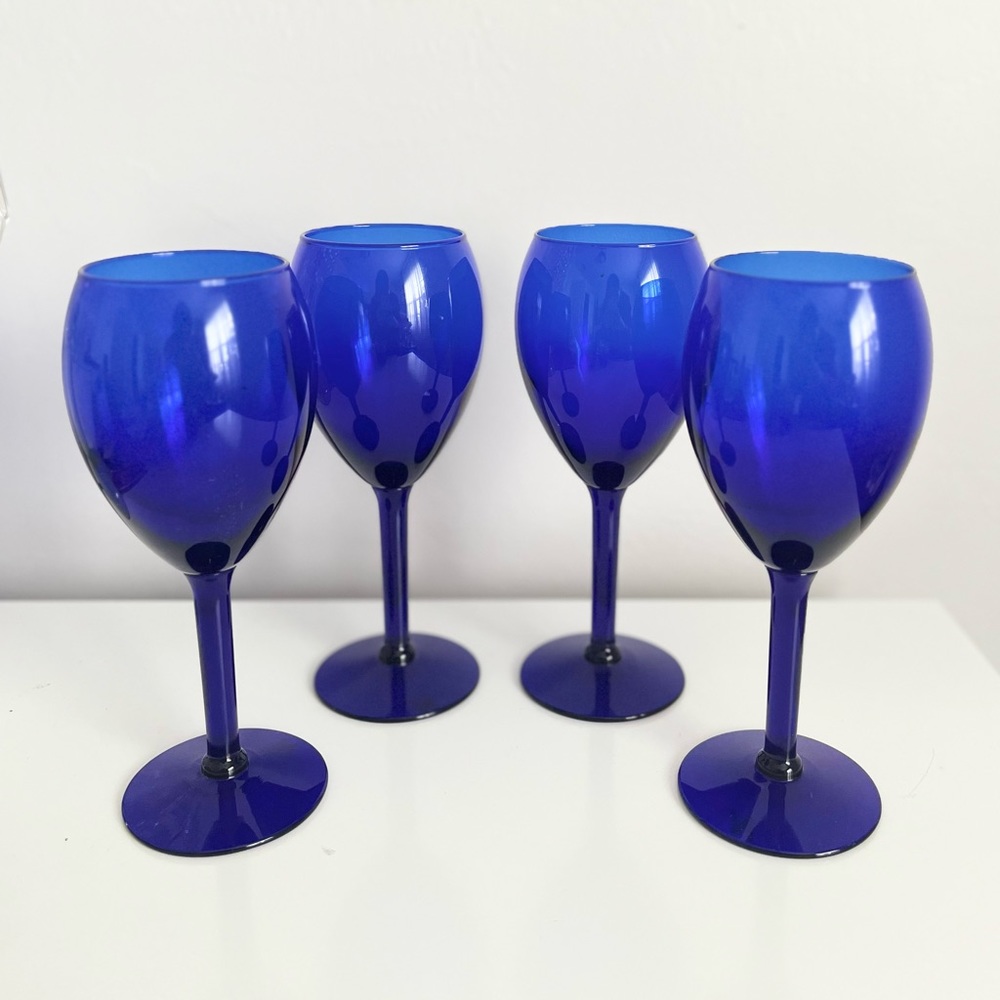 Cobalt Blue Wine Glasses, Set of 4